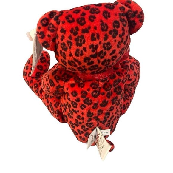 GUND Bear Red Black Wild Thing Animal Print Plush Stuffed Animal Heart and Bow - Picture 4 of 8
